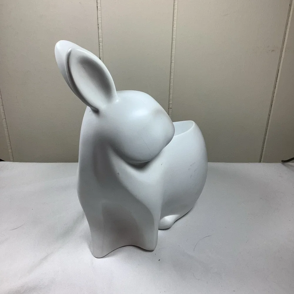Yankee Candle White Ceramic Rabbit Easter Bunny Shaped Planter Holder